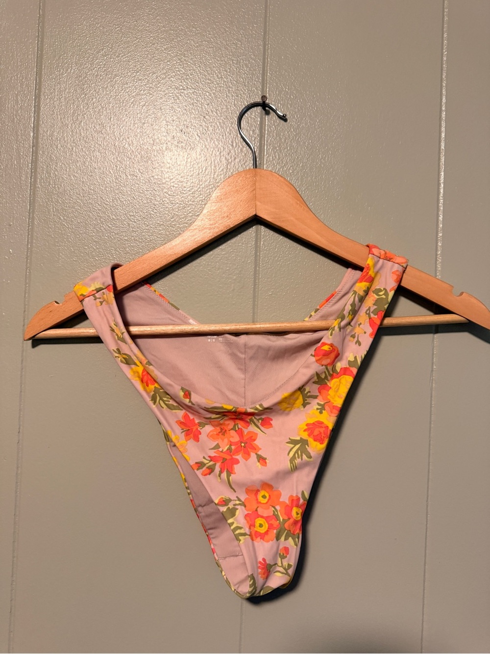 aerie Floral Bikini Bottoms in Pink with Orange & Yellow Flowers